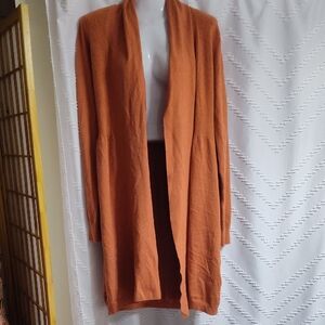 Cyrus Rust Open-Front Longline Cardigan